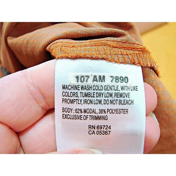 Columbia Mens Brown Rust Short Check Sleeve Collared Button Up Shirt Soft Sz XL - Picture 10 of 11